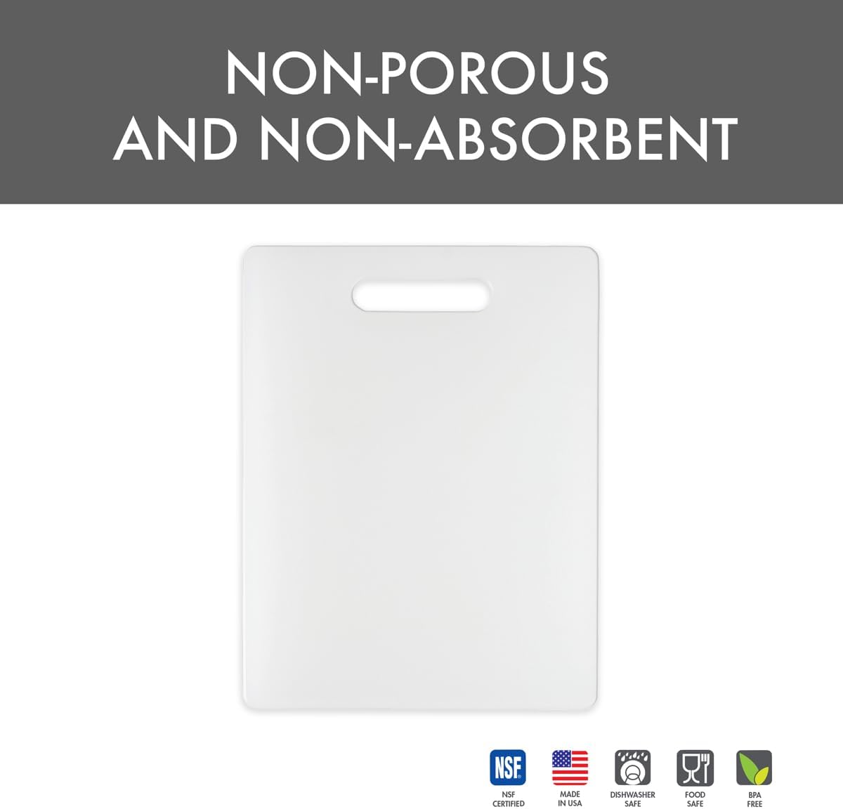 Dexas NSF Polysafe Cutting Board with Handle, 8.5 by 11 inches, White