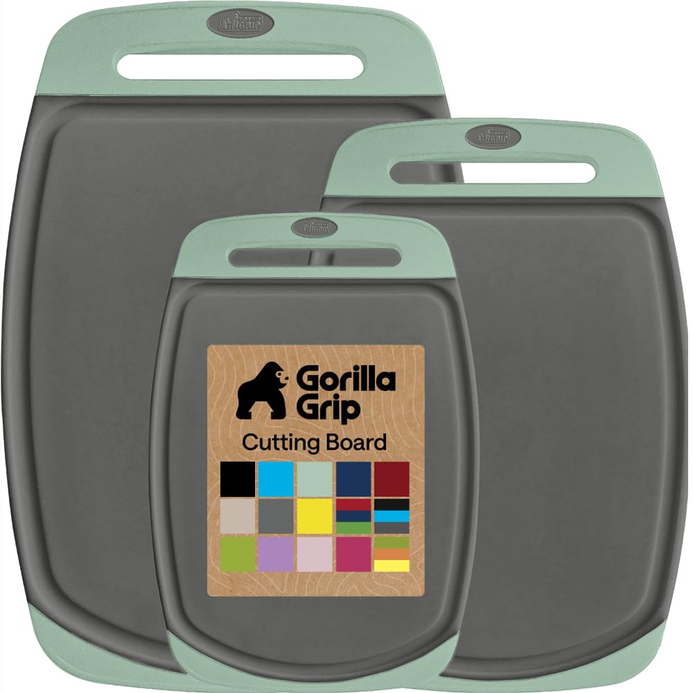 GORILLA GRIP Cutting Board Set of 3, Slip Resistant and Nonporous, Black