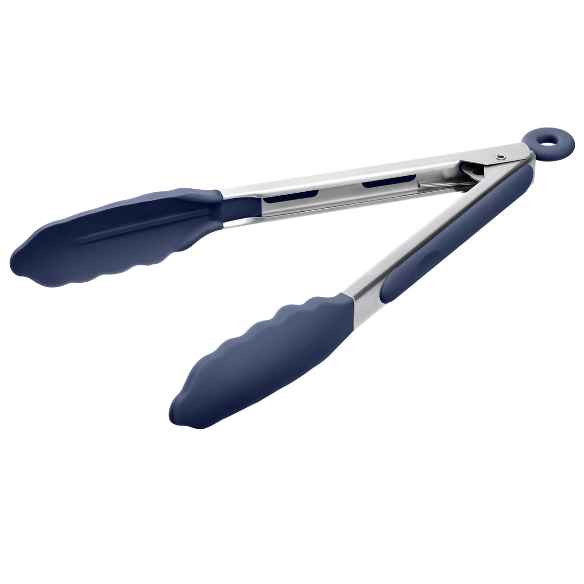 Doosu Kitchen Tongs with Silicone Tips for Cooking Serving (9in, Navy Blue)