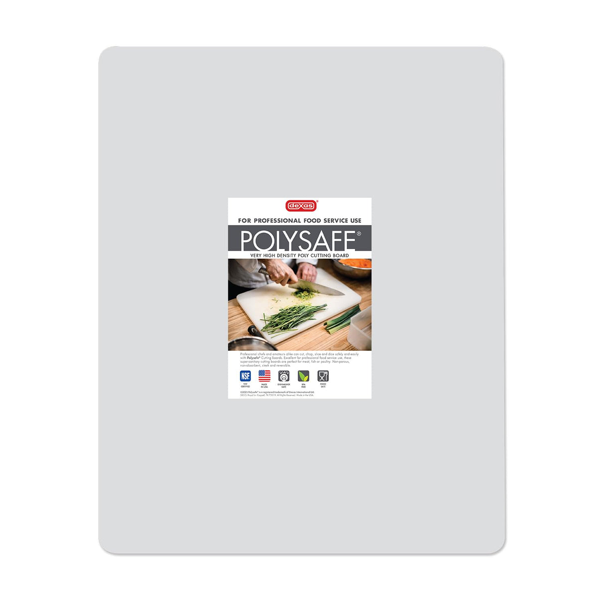 Dexas NSF Polysafe Cutting Board with Handle, 8.5 by 11 inches, White