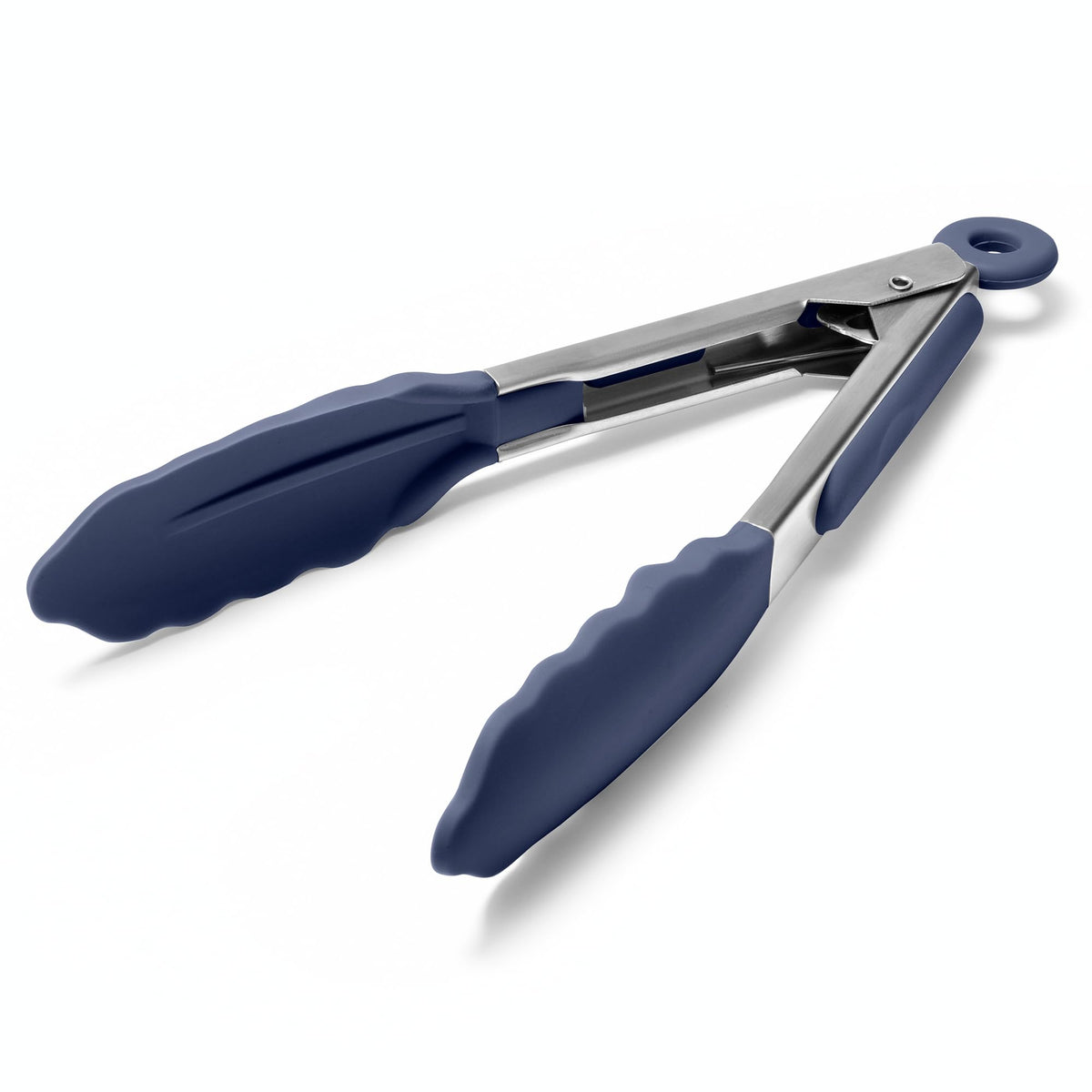 Doosu Kitchen Tongs with Silicone Tips for Cooking Serving (9in, Navy Blue)