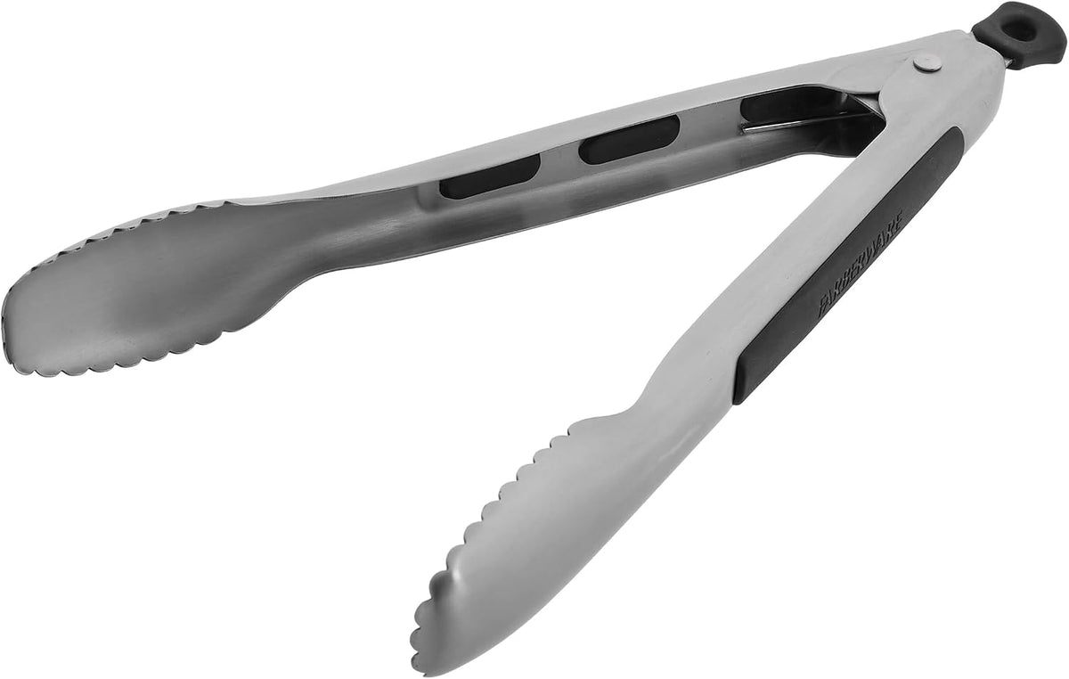 Farberware Pro Locking Kitchen Tongs 9 Inch Stainless Steel Silver