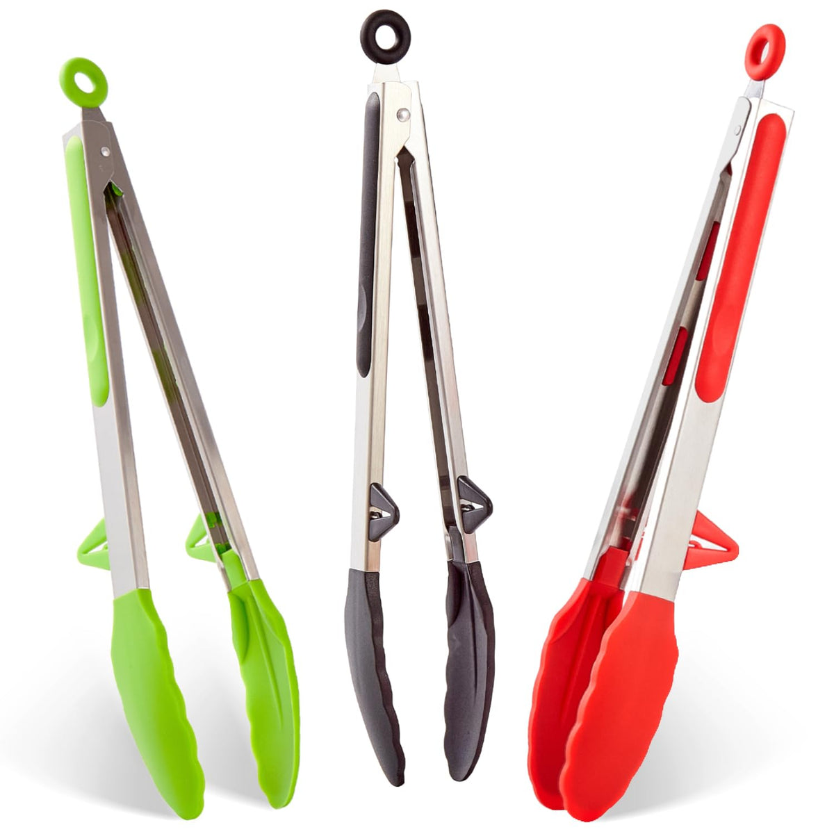 9" Kitchen Tongs for Cooking with Silicone Tips, Serving Tong for Salad BBQ