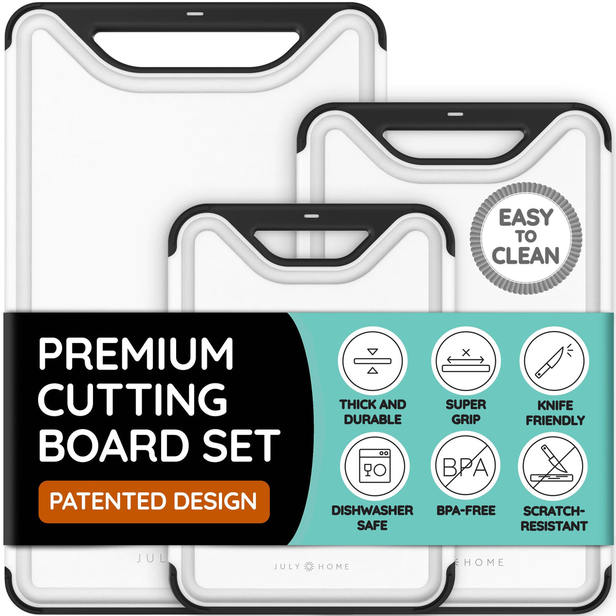 Flexible Plastic Cutting Board Set of 3 - Non-Slip, BPA-Free, Color-Coded Chopping Mats for Meat, Veggies & Fruit, 15" x 12", Hand Wash