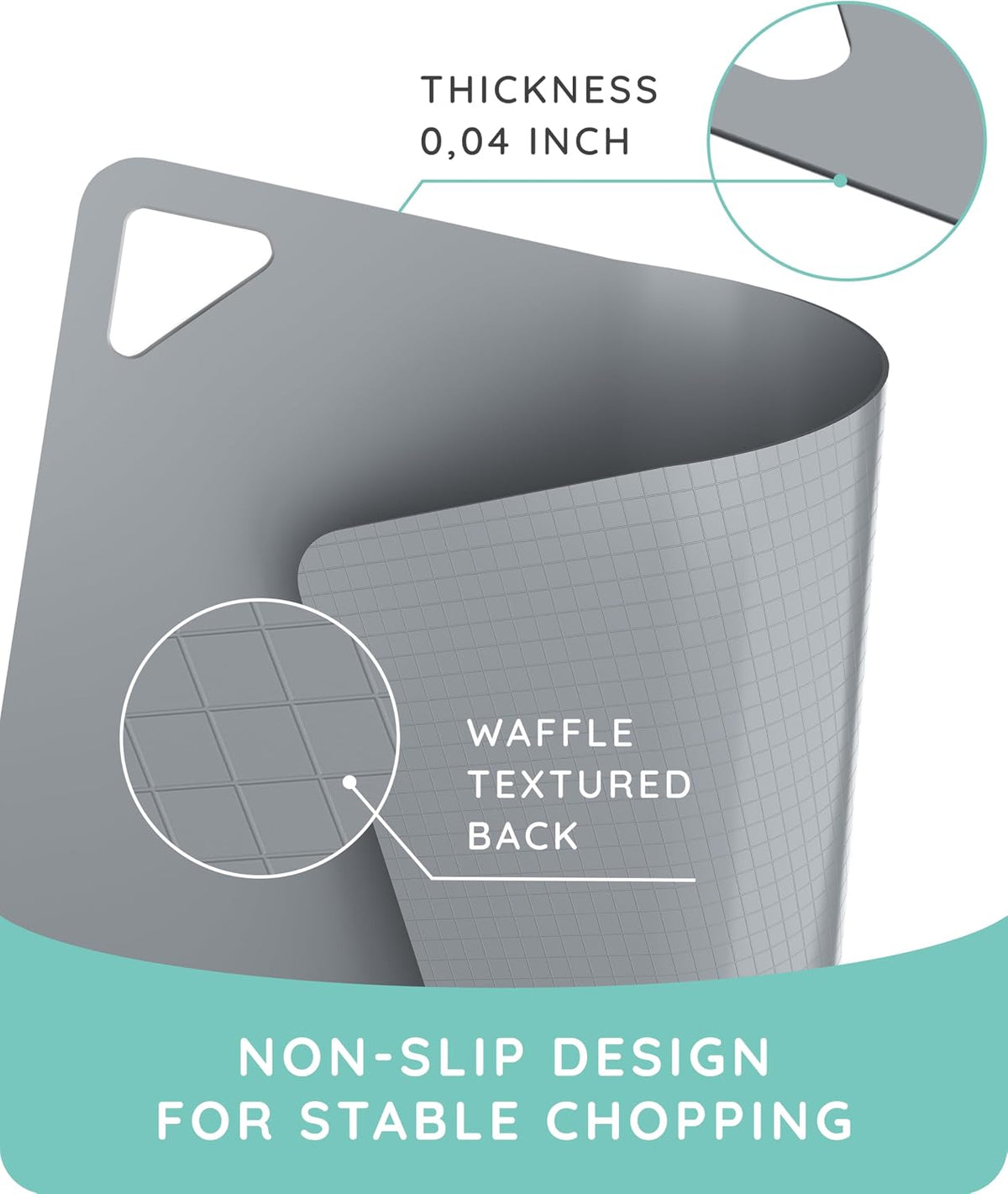 Flexible Plastic Cutting Board Set of 3 - Non-Slip, BPA-Free, Color-Coded Chopping Mats for Meat, Veggies & Fruit, 15" x 12", Hand Wash