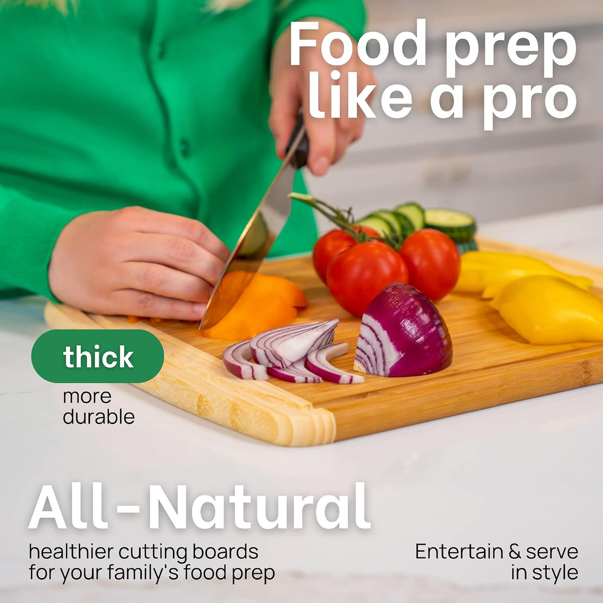 GREENER CHEF 12 Inch Small Bamboo Cutting Board with Lifetime Replacements - Small Wooden Chopping Board for Kitchen, Meat, Vegetables, Cheese, Bread, Charcuterie, and Everyday Food Prep