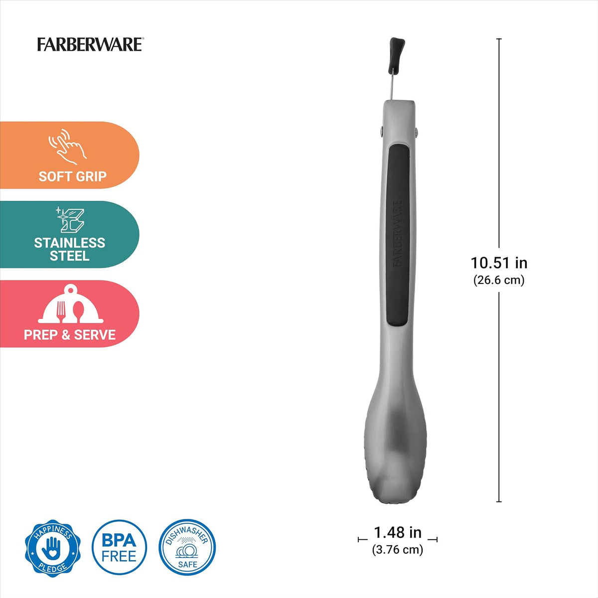 Farberware Pro Locking Kitchen Tongs 9 Inch Stainless Steel Silver