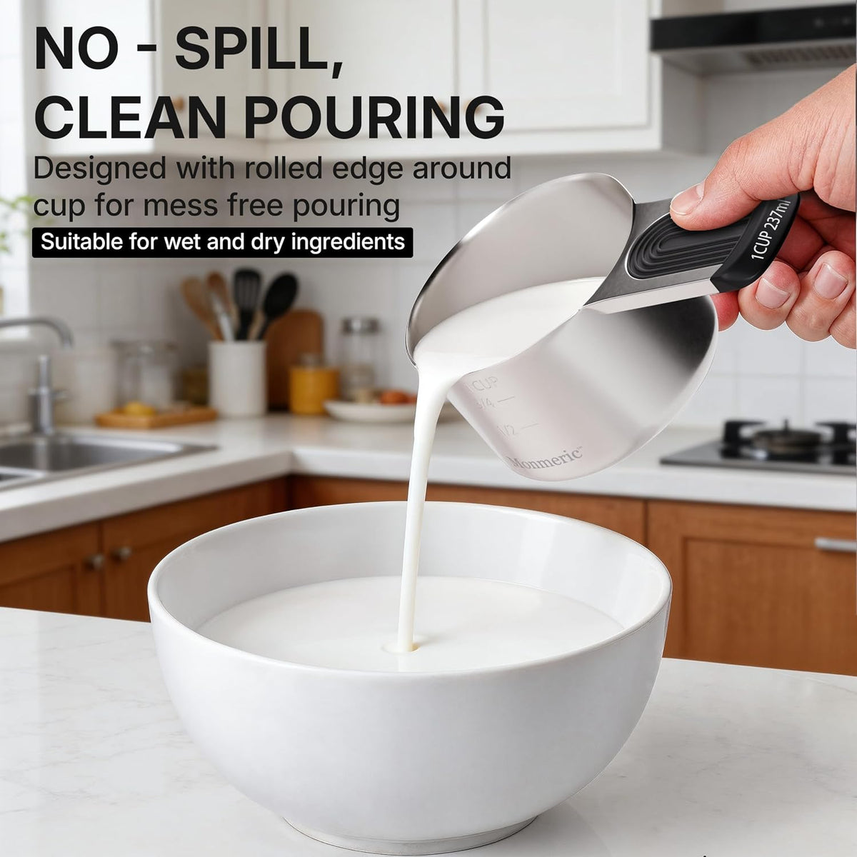 Stainless Steel Magnetic Measuring Cups and Spoons Set, Engraved Markings, Dishwasher Safe