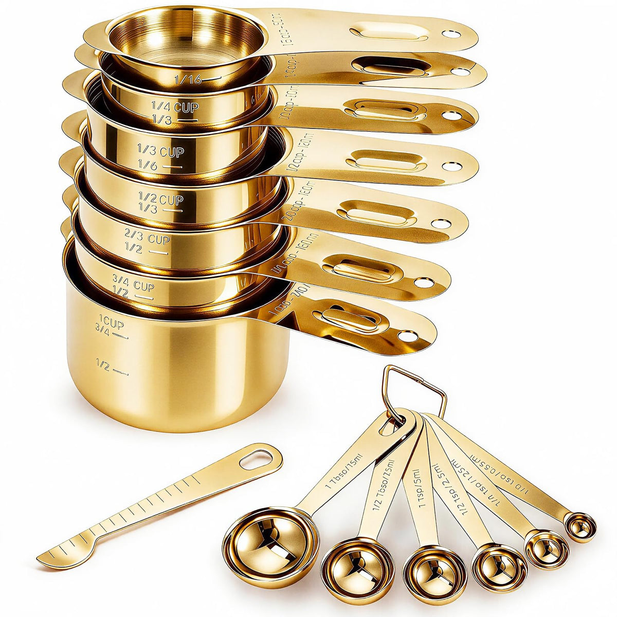 Bopei 7-Piece Measuring Spoons Set, 18/8 Stainless Steel, Rose Gold