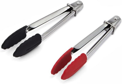 Farberware Mini Kitchen Tongs Set of 2 7 Inch Red Black