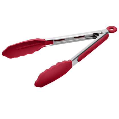 Doosu Kitchen Tongs with Silicone Tips for Cooking Serving (9in, Navy Blue)