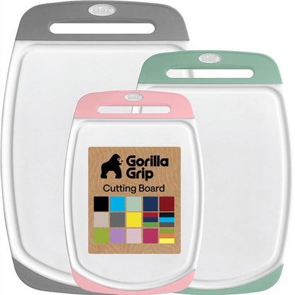 GORILLA GRIP Cutting Board Set of 3, Slip Resistant and Nonporous, Black