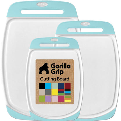 GORILLA GRIP Cutting Board Set of 3, Slip Resistant and Nonporous, Black