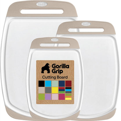 GORILLA GRIP Cutting Board Set of 3, Slip Resistant and Nonporous, Black