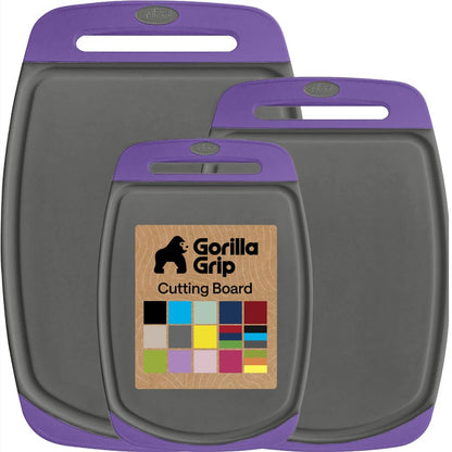 GORILLA GRIP Cutting Board Set of 3, Slip Resistant and Nonporous, Black