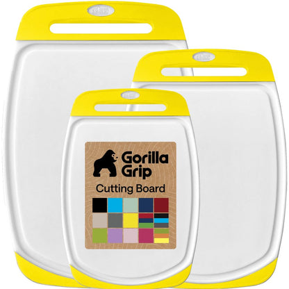 GORILLA GRIP Cutting Board Set of 3, Slip Resistant and Nonporous, Black