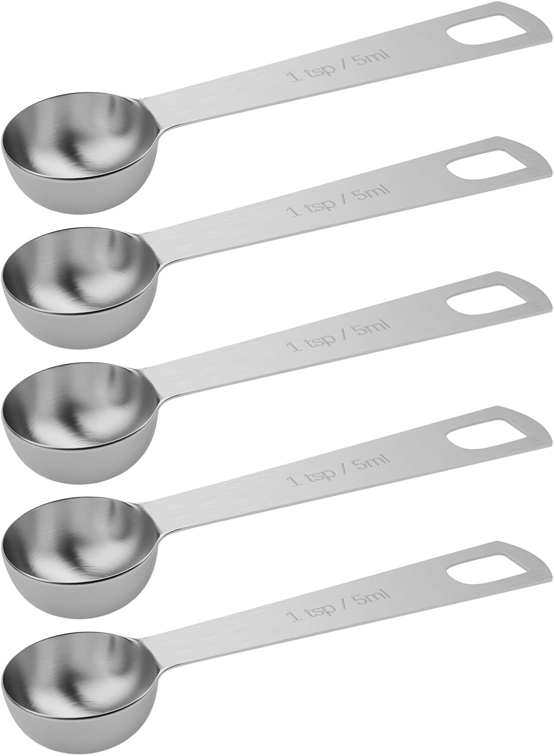 5PCS 1tsp(1/3tbsp, 5ml) Measuring Spoon, Stainless Steel Teaspoon