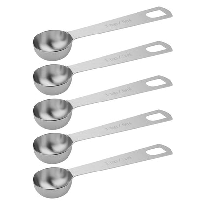 5PCS 1tsp(1/3tbsp, 5ml) Measuring Spoon, Stainless Steel Teaspoon