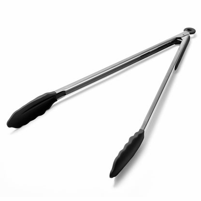 Doosu Kitchen Tongs with Silicone Tips for Cooking Serving (9in, Navy Blue)