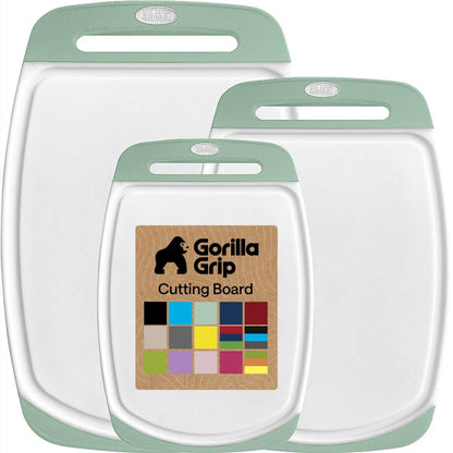 GORILLA GRIP Cutting Board Set of 3, Slip Resistant and Nonporous, Black