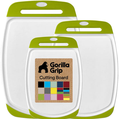 GORILLA GRIP Cutting Board Set of 3, Slip Resistant and Nonporous, Black