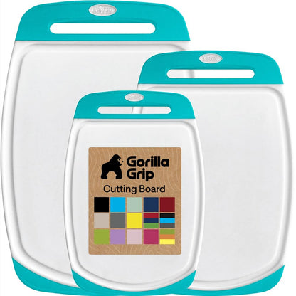 GORILLA GRIP Cutting Board Set of 3, Slip Resistant and Nonporous, Black