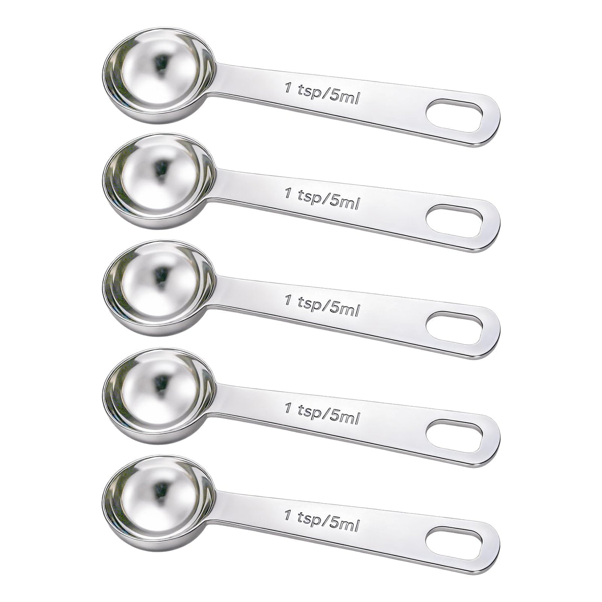 5PCS 1tsp(1/3tbsp, 5 ml) Measuring Spoon Teaspoons Stainless Steel Measure Spoons for Precise Cooking, Baking and Spices Measurement
