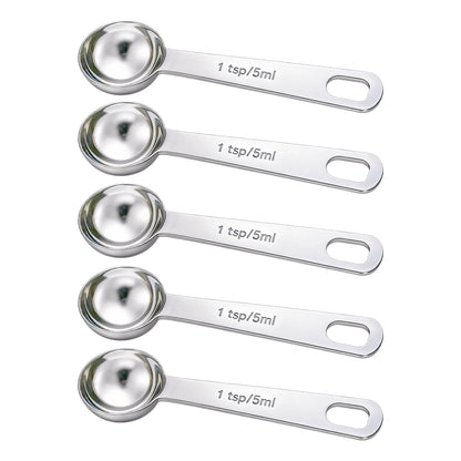 5PCS 1tsp(1/3tbsp, 5 ml) Measuring Spoon Teaspoons Stainless Steel Measure Spoons for Precise Cooking, Baking and Spices Measurement
