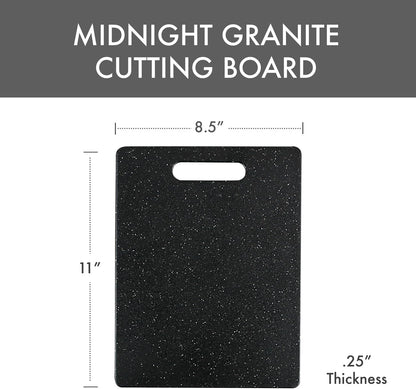 Dexas Superboard Cutting Board with Handle 8.5 x 11 inch Midnight Granite, Compact Kitchen Prep Board, Dishwasher Safe, Non-Porous Poly Surface, Made in USA