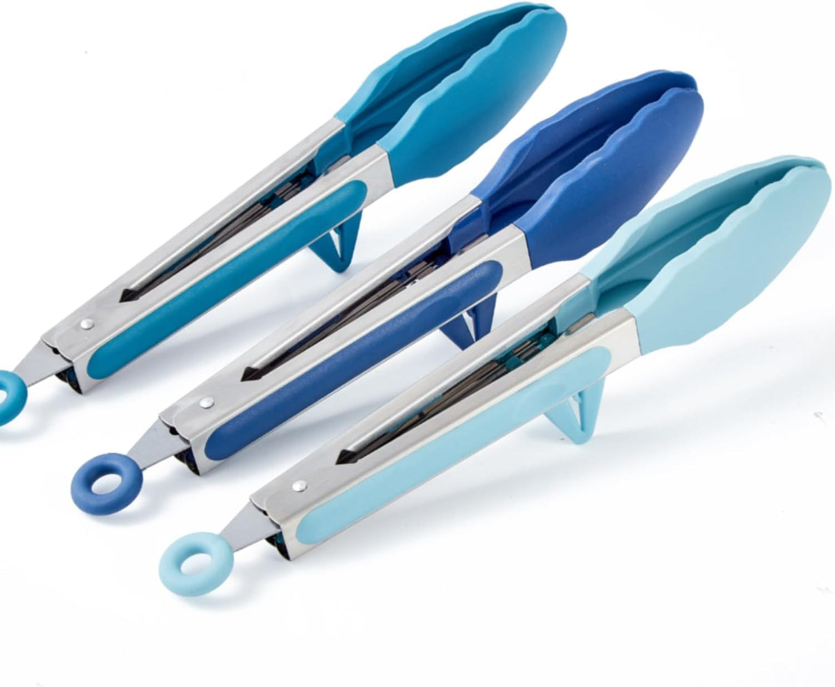 9" Kitchen Tongs for Cooking with Silicone Tips, Serving Tong for Salad BBQ