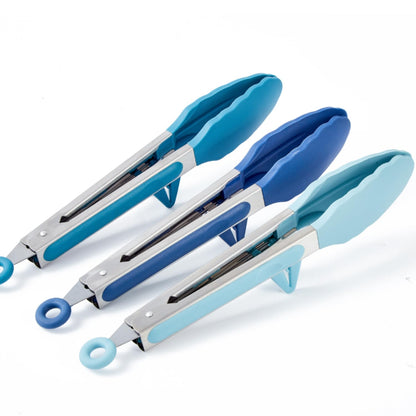 9" Kitchen Tongs for Cooking with Silicone Tips, Serving Tong for Salad BBQ