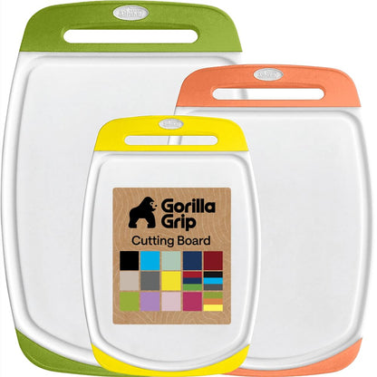 GORILLA GRIP Cutting Board Set of 3, Slip Resistant and Nonporous, Black
