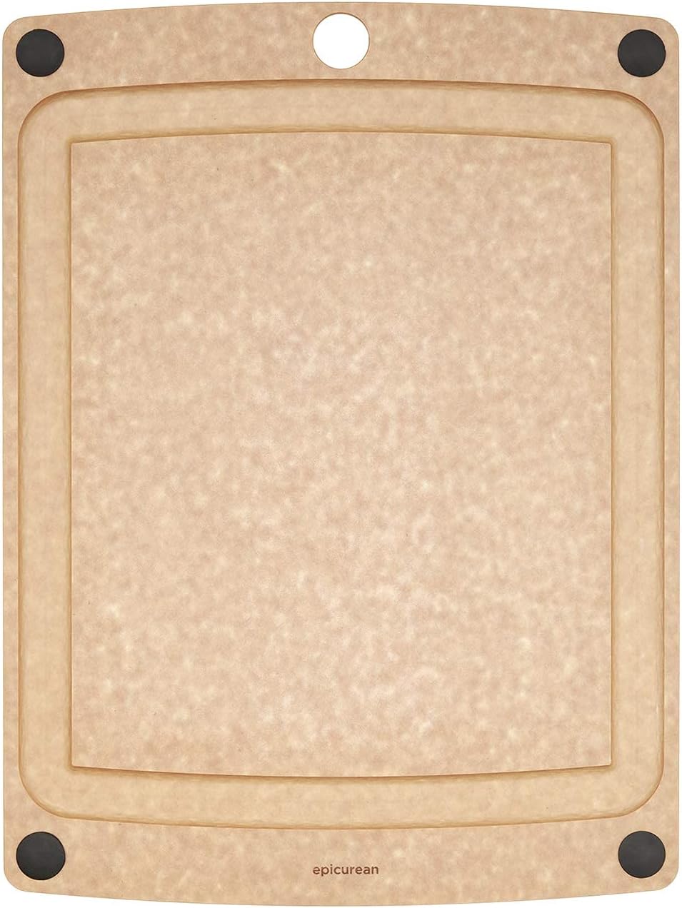 Epicurean All-In-One Cutting Board with Non-Slip Feet and Juice Groove, 11.5" × 9", Natural/Black