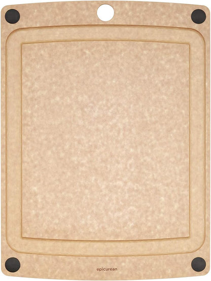Epicurean All-In-One Cutting Board with Non-Slip Feet and Juice Groove, 11.5" × 9", Natural/Black
