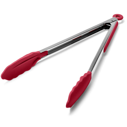 Doosu Kitchen Tongs with Silicone Tips for Cooking Serving (9in, Navy Blue)