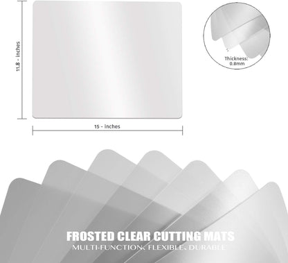 Fotouzy Flexible Plastic Cutting Boards for Kitchen, 4 Frosted Clear Cutting Mats 15 x 12 In, BPA-Free, Non-Porous, and Dishwasher Safe, Set of 4