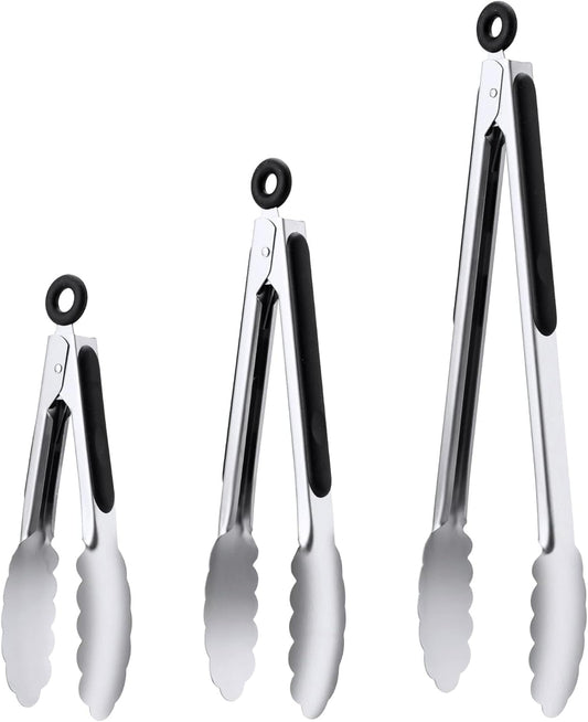 7/9/12 Inch Kitchen Tongs Set, Stainless Steel Cooking Tongs (7"+9"+12")