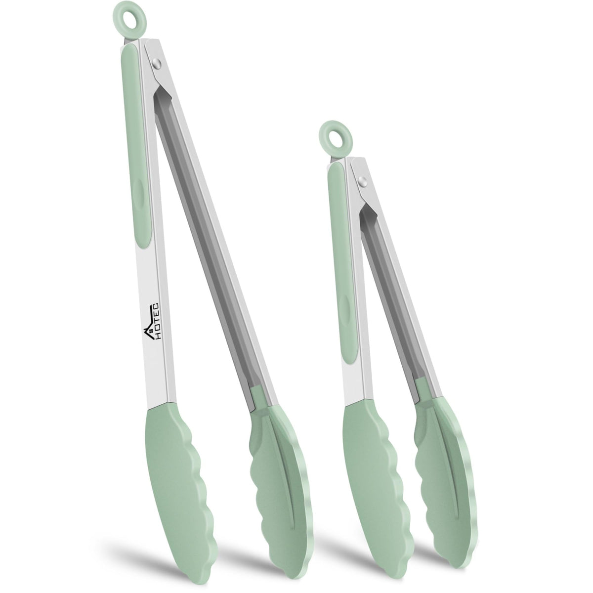 HOTEC Stainless Steel Kitchen Tongs with Silicon Tips, Set of 3-7", 9" &12"