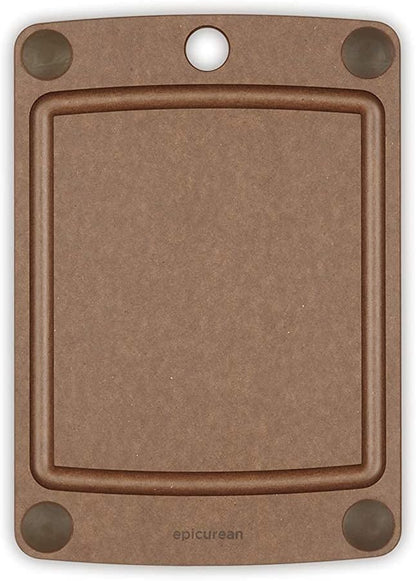 Epicurean All-In-One Cutting Board with Non-Slip Feet and Juice Groove - Non-toxic, Dishwasher Safe, Made in the USA, 10" x 7", Nutmeg