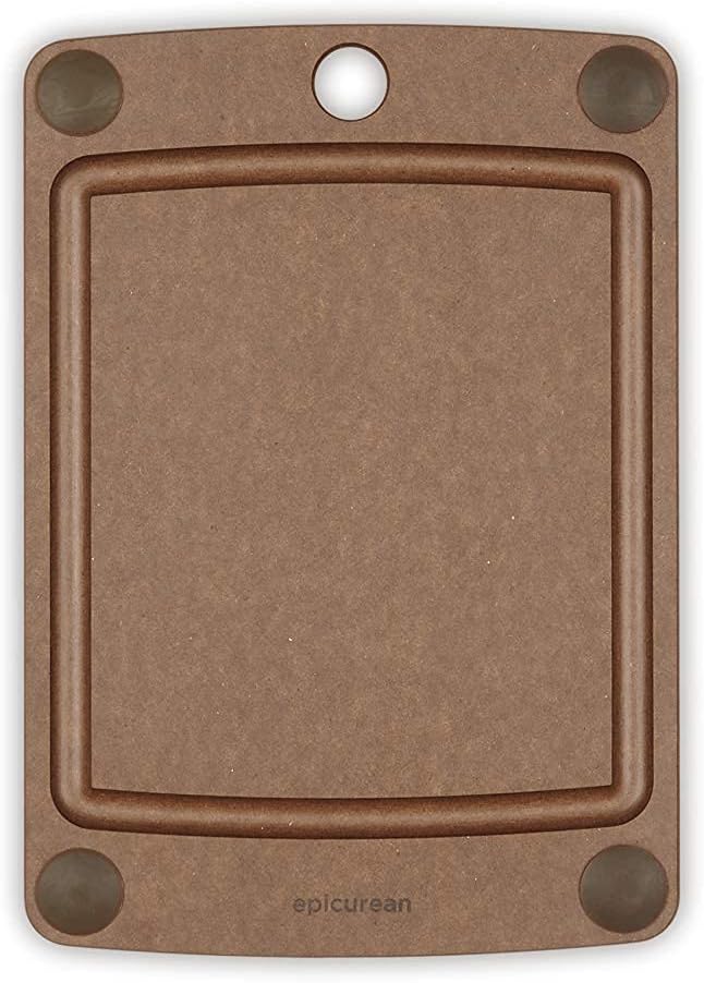 Epicurean All-In-One Cutting Board with Non-Slip Feet and Juice Groove, 11.5" × 9", Natural/Black