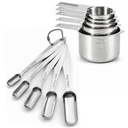 FANGSUN Stainless Steel Measuring Spoons Set of 6, Narrow Design