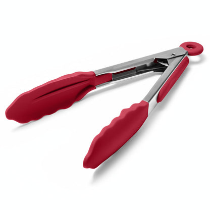 Doosu Kitchen Tongs with Silicone Tips for Cooking Serving (9in, Navy Blue)