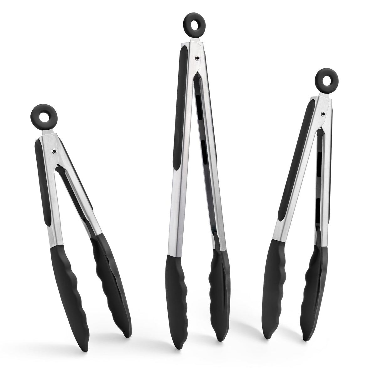 Doosu Kitchen Tongs with Silicone Tips for Cooking Serving (9in, Navy Blue)