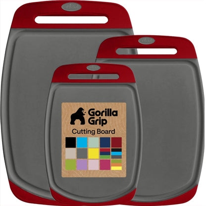 GORILLA GRIP Cutting Board Set of 3, Slip Resistant and Nonporous, Black