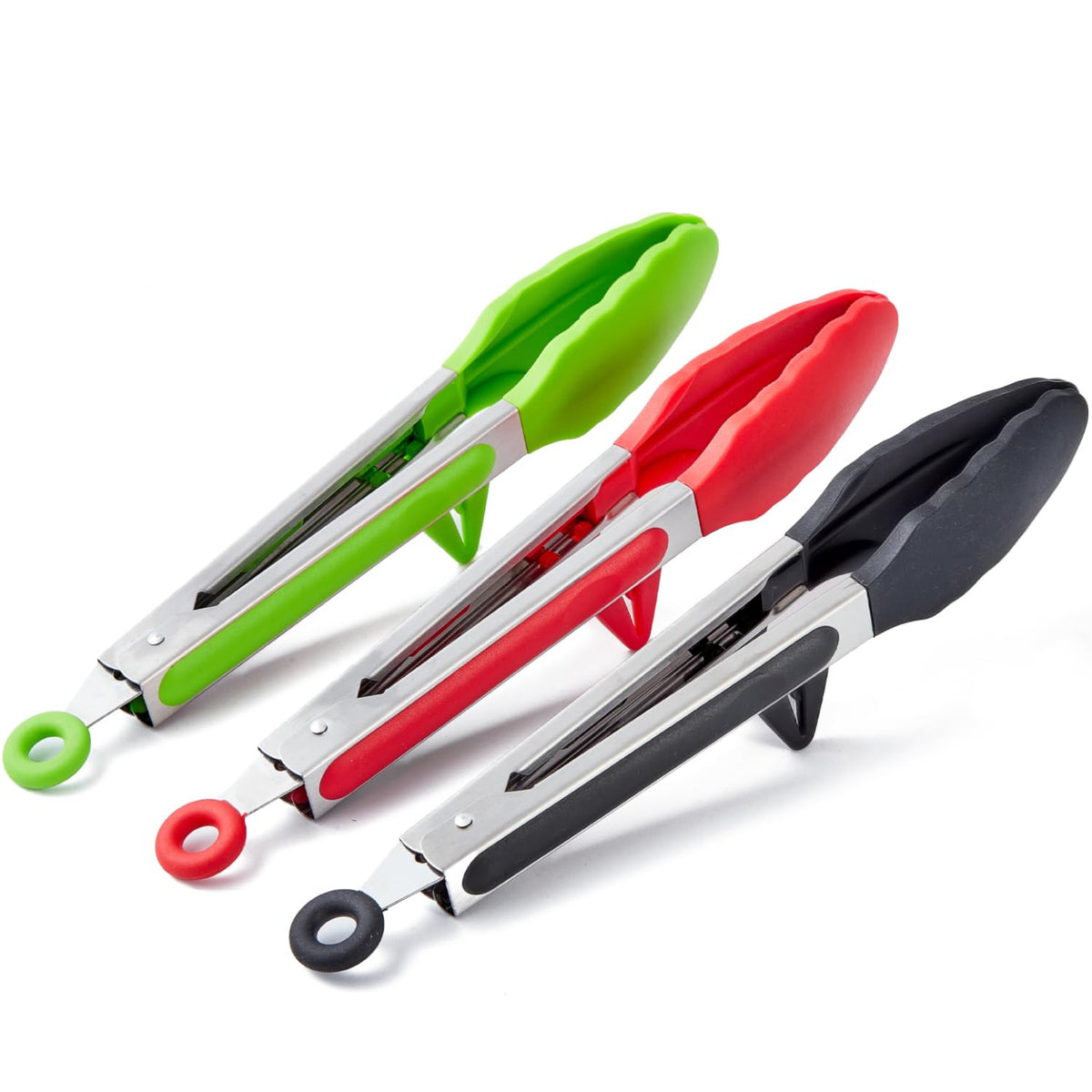 9" Kitchen Tongs for Cooking with Silicone Tips, Serving Tong for Salad BBQ