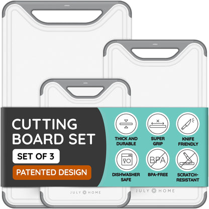 Flexible Plastic Cutting Board Set of 3 - Non-Slip, BPA-Free, Color-Coded Chopping Mats for Meat, Veggies & Fruit, 15" x 12", Hand Wash