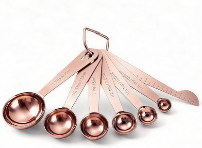 Bopei 7-Piece Measuring Spoons Set, 18/8 Stainless Steel, Rose Gold