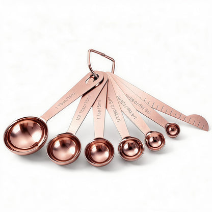 Bopei 7-Piece Measuring Spoons Set, 18/8 Stainless Steel, Rose Gold