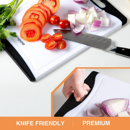 Empune Plastic Cutting Board for Kitchen, 4-Piece Cutting Board Set, Black