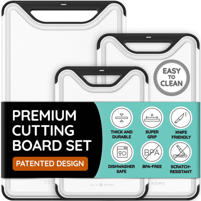 Flexible Plastic Cutting Board Set of 3 - Non-Slip, BPA-Free, Color-Coded Chopping Mats for Meat, Veggies & Fruit, 15" x 12", Hand Wash